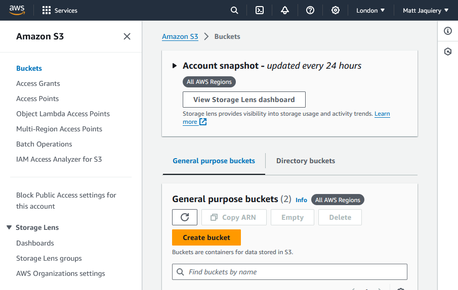 Creating a bucket Creating a bucket