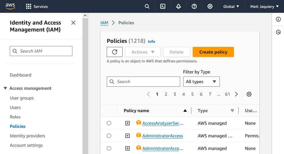 Creating a policy Creating a policy